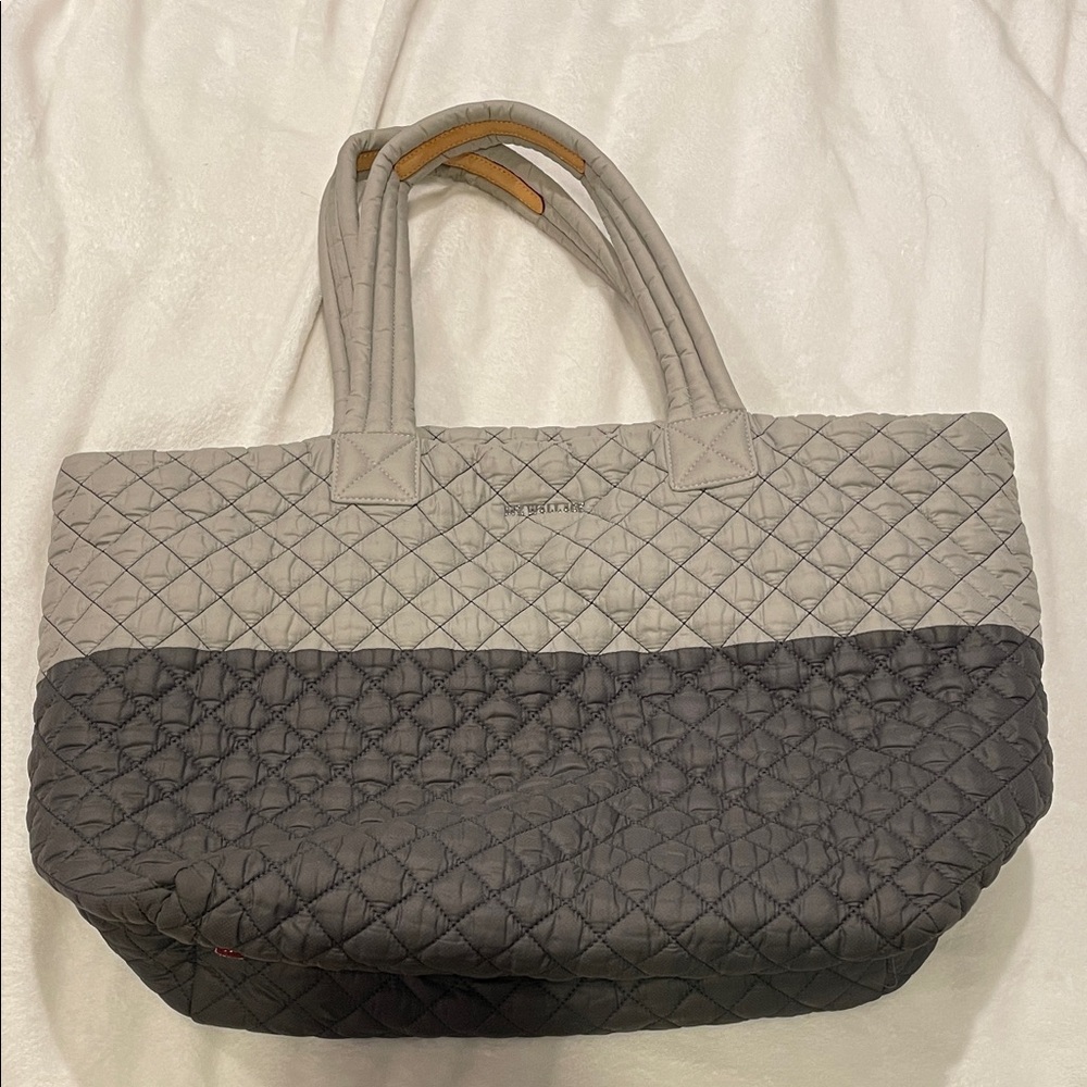MZ Wallace Quilted Two-Tone Tote Bag - Gray and Charcoal
